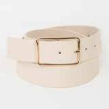 Faux Leather Rectangle Gold Buckle Belt - 3 colors