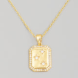 Rhinestone Trim Rectangle Pendant Necklace