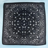 Black Bandana Paisley Print Satin Square Scarf