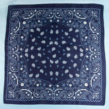 Navy Bandana Paisley Print Satin Square Scarf