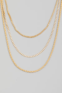 Assorted Layered Rhinestone Chain Link Necklace