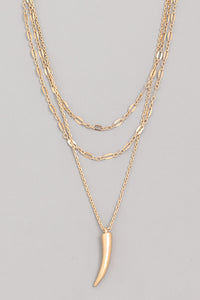 Metal Horn Charm Layered Necklace
