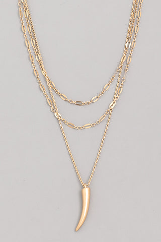 Metal Horn Charm Layered Necklace