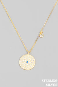 Pave Disc Pendant Necklace