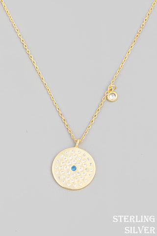 Pave Disc Pendant Necklace