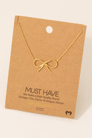 Gold Dipped Bow Tie Pendant Necklace