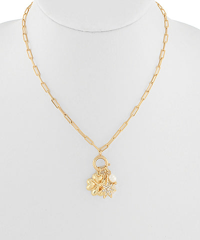 Clover & Star Clip Charm Necklace