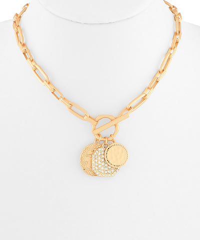 Gold Coin Clip Chain necklace
