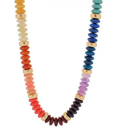 Multi Wide Bead Stone Necklace