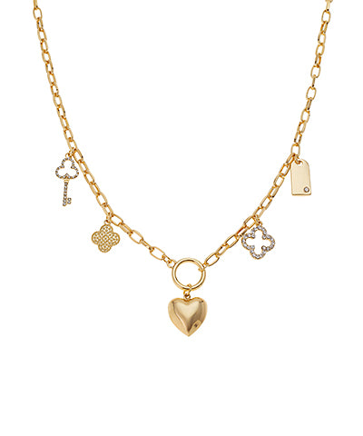 Multi Charm Heart Pendant Necklace