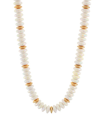 White Wide Beaded Necklace