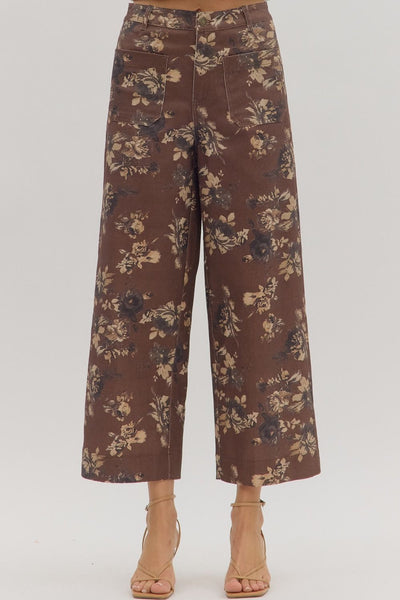 the Everly - Brown Floral Pants