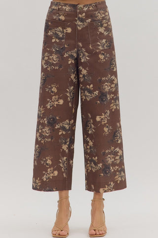 the Everly - Brown Floral Pants