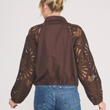 The Maggie Lace Sleeve Faux Leather Jacket