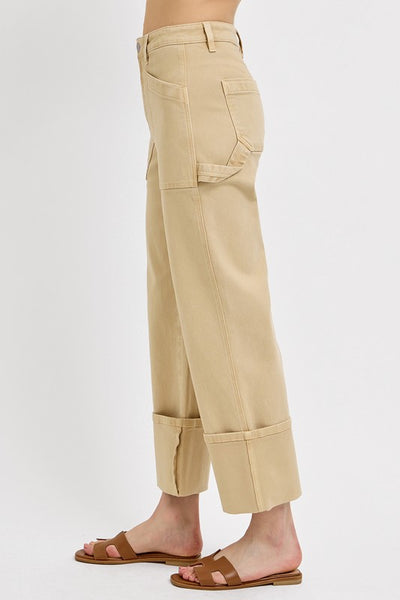 Latte High Rise-Wide Straight denim - Risen Jeans   D4