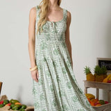 The Fable Green Tile Midi Dress
