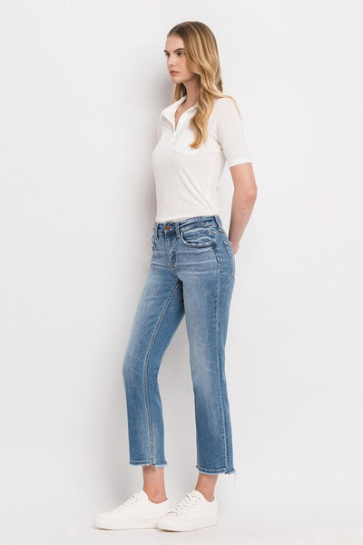 Uneven Hem Mid Rise Straight Denim - Flying Monkey Jeans - H9