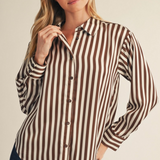 the Daisy Satin Striped Button Top
