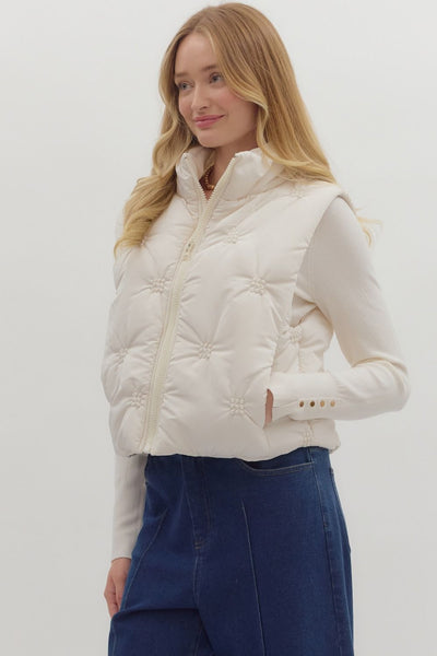 the Dana - Cream Puffer Vest