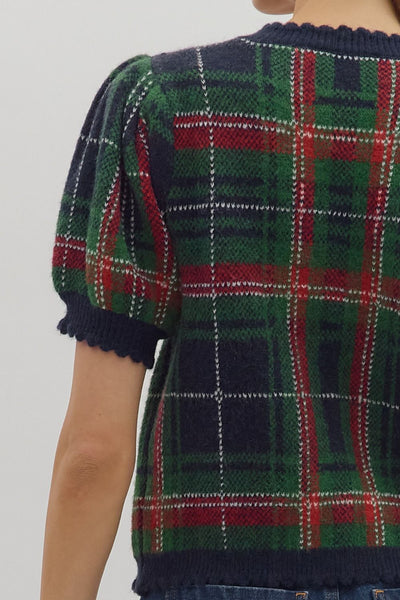 the Graycen Navy Plaid Cardigan