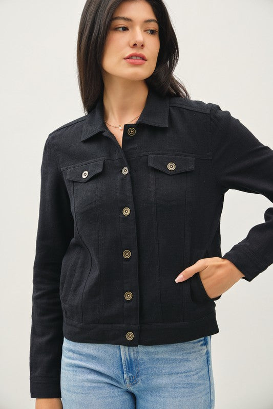 the Flynn - Black linen Jacket