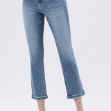 High Rise Slim Straight Mini Cuff Jeans - Lovervet Denim - B2