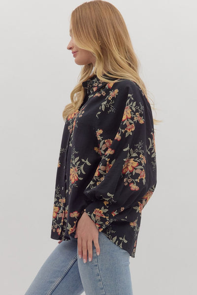 the Berkley - Black Floral Blouse