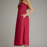 The Elliot Pleated Solid Midi Dress