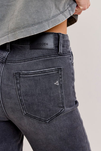 Charcoal High Rise Straight Jeans - Hidden Denim   G9