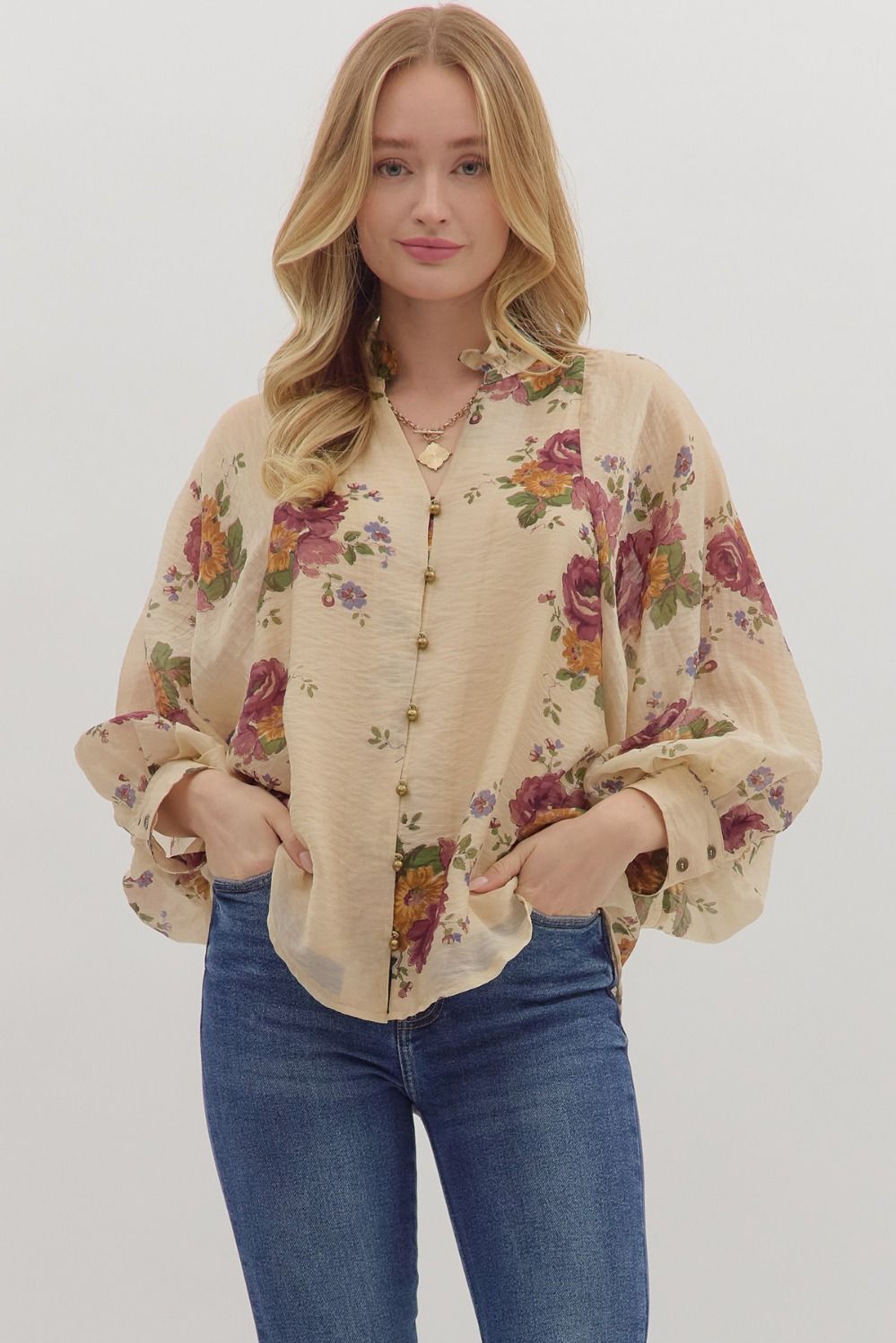 The Willow - Ecru Floral Top