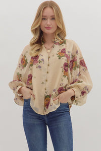 The Willow - Ecru Floral Top