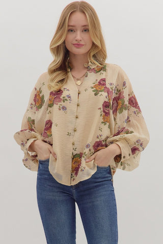 The Willow - Ecru Floral Top