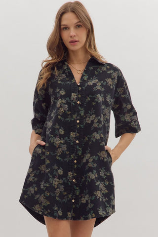 the Jenny Floral Denim Dress