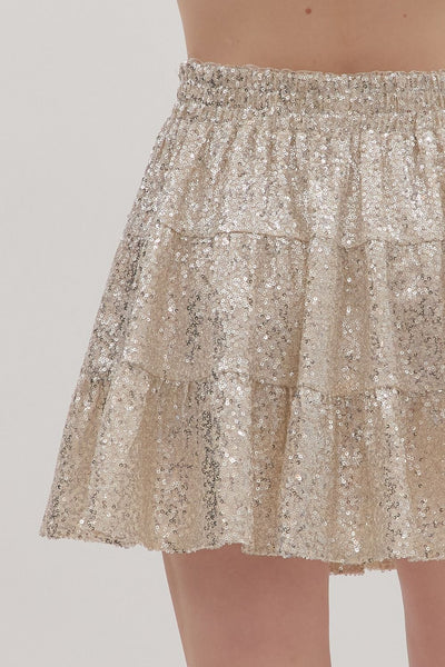 the Lexi Champagne Sequin Skirt