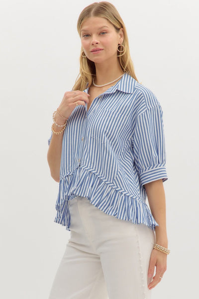 the Quinn Blue Stripe top