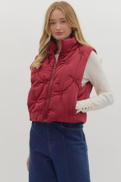 the Dana - Burgundy Puffer Vest