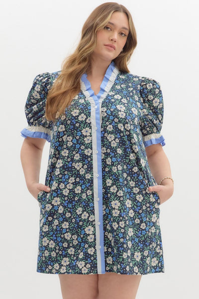 the Margo - blue floral dress