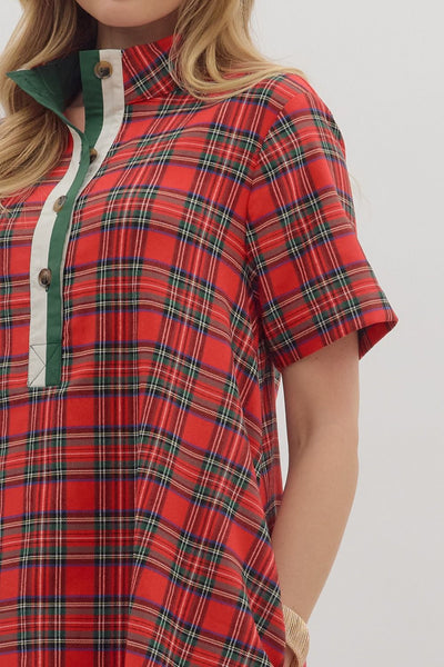 the Joss - Red Plaid Dress