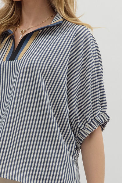 the Ethel - Navy Stripe top