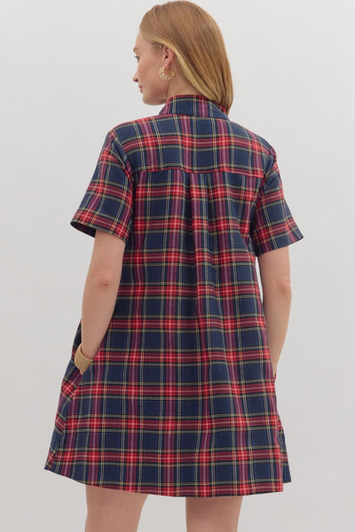 the Joss - Navy Plaid Dress