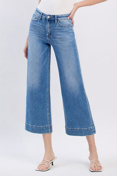 Wide Crop High Rise Jeans - Flying Monkey    D3