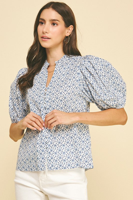 The Tilda Blue Floral Blouse