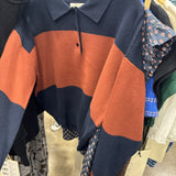 Color Block Knit Polo
