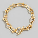 Gold Oval Chain Link Toggle Bracelet