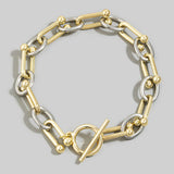 Two Tone Oval Chain Link Toggle Bracelet
