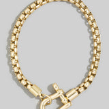 Gold Box Chain Toggle Bracelet