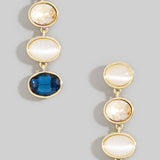 Blue Tiered Oval Crystal Drop Earrings