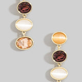 Brown Tiered Oval Crystal Drop Earrings