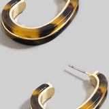 Tortoise Acetate And Metallic Oval Hoop Earrings