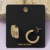 Multi Band Rope & Plain Wide Huggie Hoop Earrings
